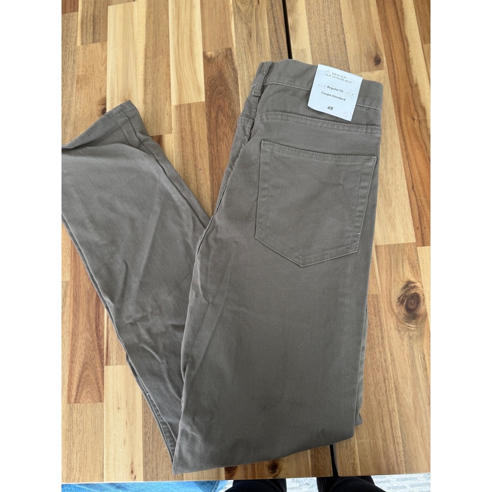 H&M Regular Fit Mens Pants Taupe Brown Size 29x32 Straight Leg Chino Trousers